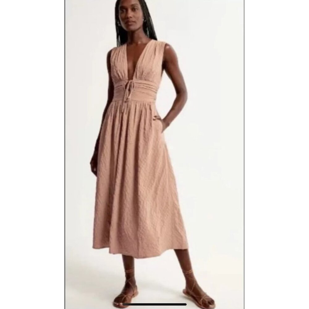 Abercrombie & Fitch Tan Midi Dress